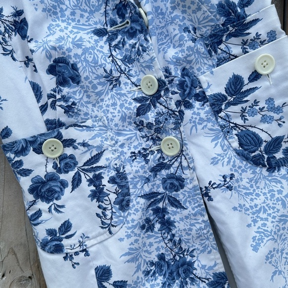 Ann Taylor Loft Blue Floral Rose Cotton Blazer - Picture 8 of 9